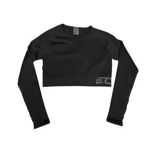 ECHT Arise Comfort Crop Top Size XL Black Long Sleeves Workout Yoga Activewear